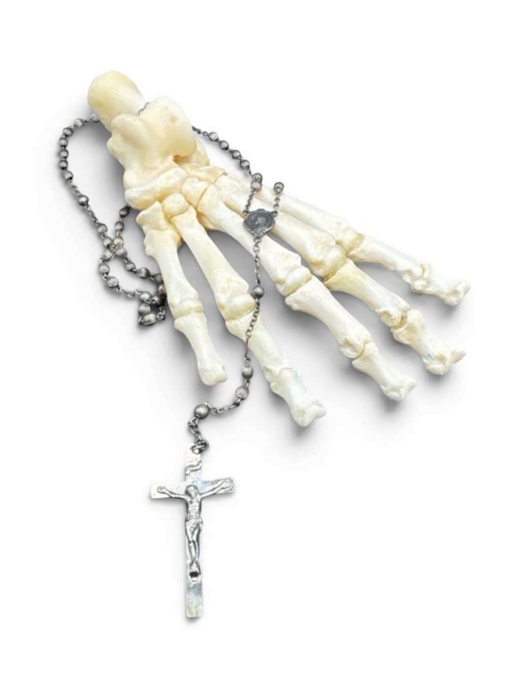 Vintage Signed AFCO Sterling Silver Crucifix Rosary Cross Necklace Sterling Bead